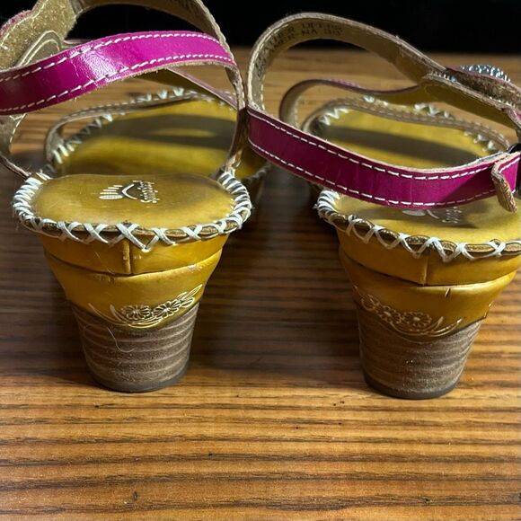 L’artiste by Spring Step  Dreamer Leather Sling Heeled Sandals Floral Detail Sz - Picture 5 of 8